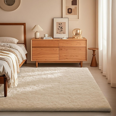 Area Rugs for Bedroom, Christmas Upgrade Non-Slip Ivory Fluffy Soft Shag Living