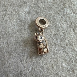 Authentic Pandora 14k Rose Gold Plated Sparkling Pet Cat Dangle Charm Accessory