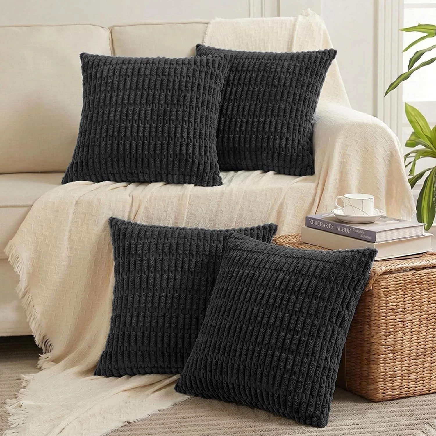 4 Packs Decorative Throw Pillow Covers Living Room Couch Bed Modern Farmhouse