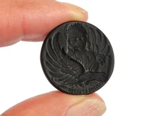 CHIMERA GRYPHON GRIFFIN black Venetian glass Intaglio*round*23mm*Wax seal
