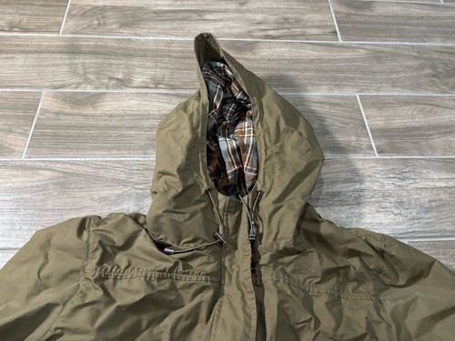 Pendleton Womens Large Waterproof Rain Trail Jacket Green Hooded Plaid Lining - Picture 3 of 8