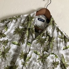 Puritan Mens Hawaiian Shirt Large Button Up Short Sleeve Aloha Tropical Palms