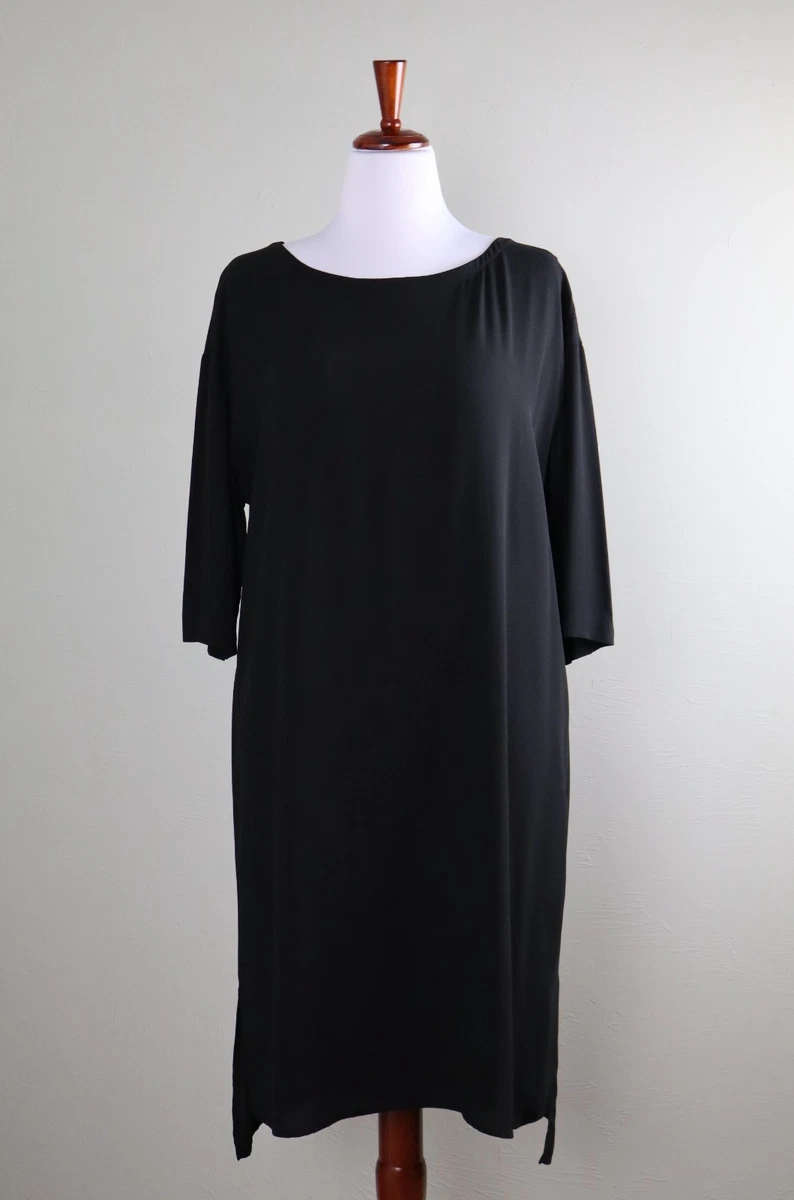 sachin and babi light blue dress Eileen Fisher Silk Round Neck Tiered Dress main image 0