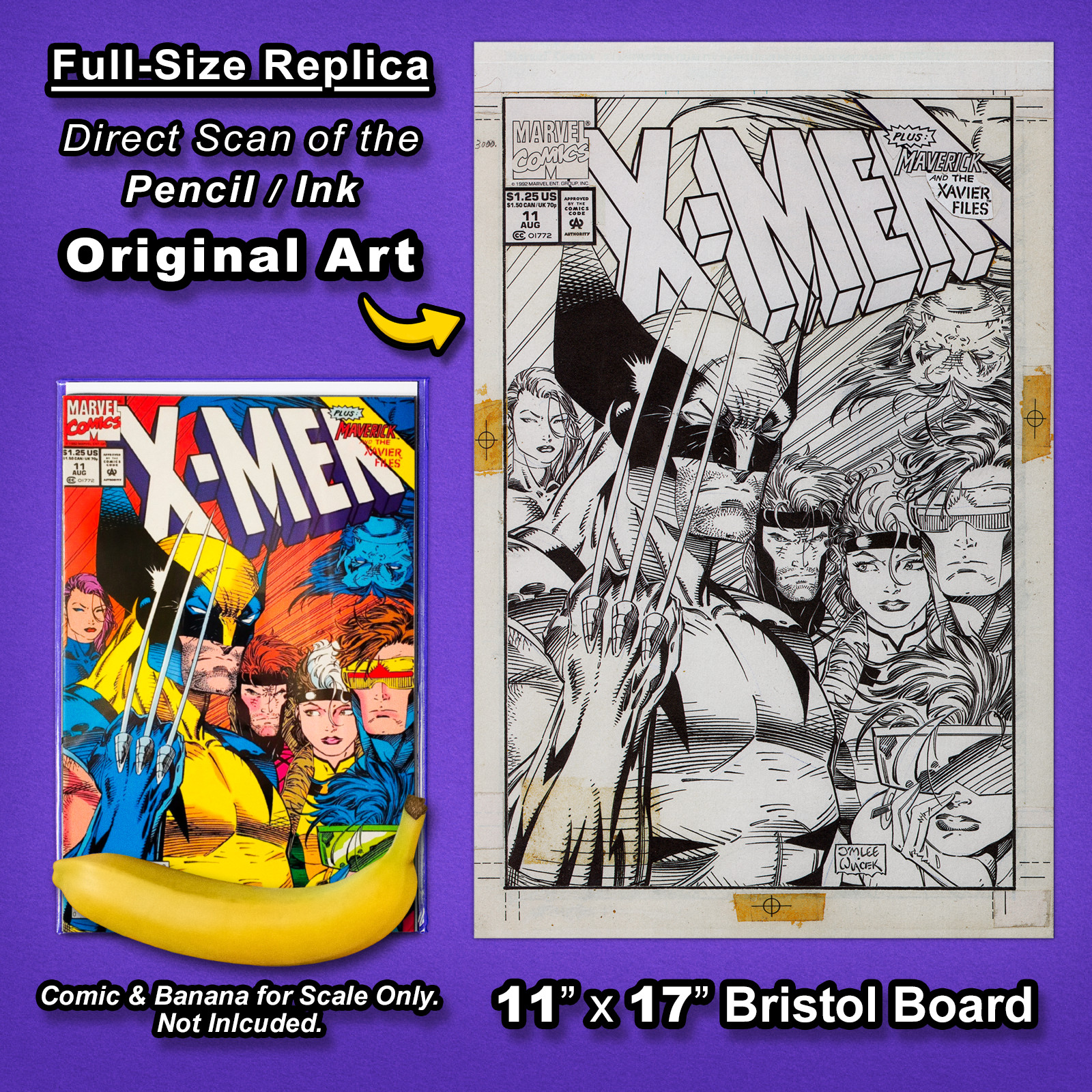 X-MEN #11 (1991) Cover Art 🔥 JIM LEE 11"x17" Replica Original Art 🔥 WOLVERINE
