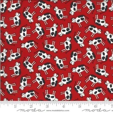 Apple Red Cows 44" fabric by Moda, 5801 11, Animal Crackers, cotton