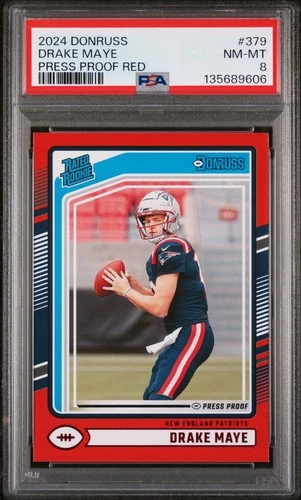 2024 PANINI DONRUSS PRESS PROOF RED #379 DRAKE MAYE ROOKIE RC PSA 8