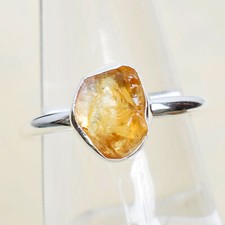 Natural Citrine Ring 925 Sterling Silver Raw Citrine Crystal Ring Handmade-HR023