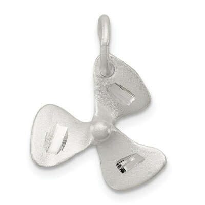 Sterling Silver Satin Finish 3-D Boat Propeller Charm Pendant 0.63''