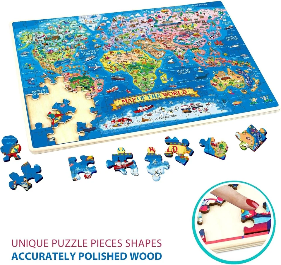 Educational & Learning World Map Jigsaw Puzzle, Geography Puzzle with Continents - Image 4 of 4