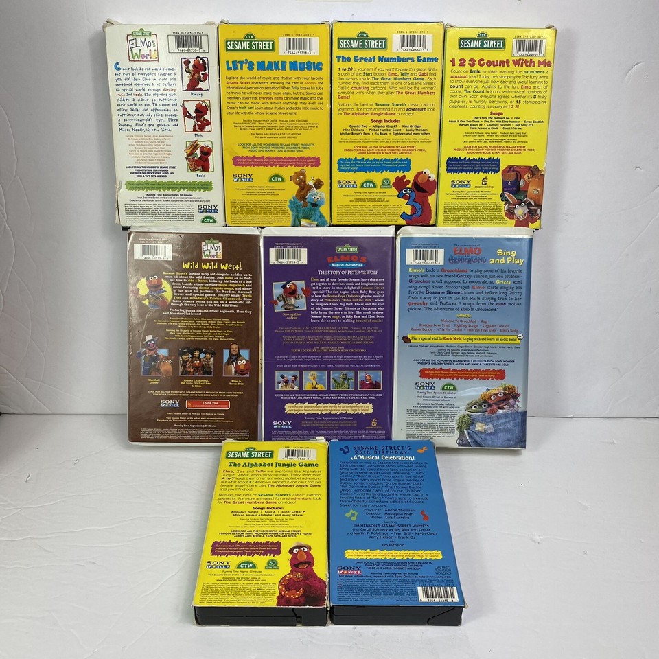 VHS Sesame Street & Elmo Lot of 9 Vintage Educational Kids Tapes | eBay