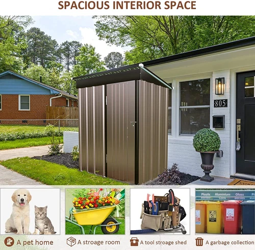 Garden Storage Shed Metal Outdoor Box Outdoor Backyard Bike Tool 5ftx3ft Grey - Picture 8 of 45