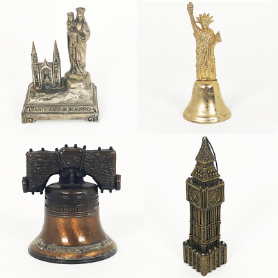 4x Figurines Lot Statue Liberty Bell Big Ben Sainte Anne de Beaupre Vtg