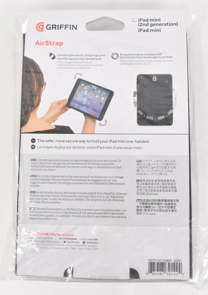 Griffin iPad Mini (1+2) Case w/ Air Strap Secure One Handed Grip NEW GB39054 - Image 2 of 3