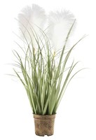 Kunstpflanze Im Topf Dekopflanze Plastikpflanze Grasbusch GrüN Weiß 60 Cm