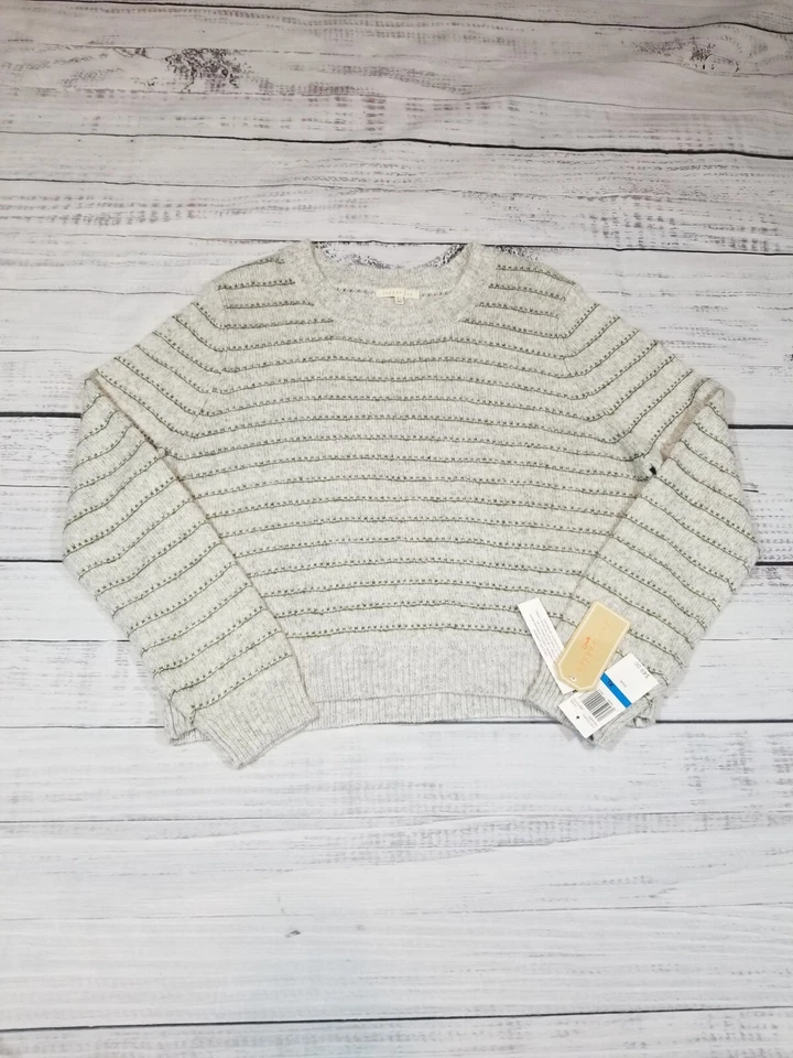 Dillards Copper Key Heather Grey Sweater Olive Green Stitching Juniors XL - Image 4 of 4