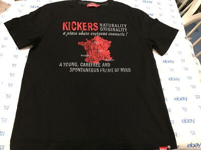 KICKERS France Black Graphics T-Shirt - Men's Sz L