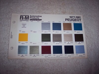 1977-1981 PEUGEOT EXTERIOR R-M PAINT CHIP COLOR CHART   #381