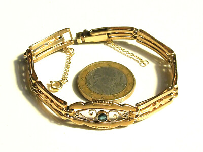 Bracelet Manchette Art Déco Années 40 En Plaqué Or Jaune - Poinçonné - Occasion Vintage