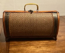 Vintage Wood Case Bag Handbag Metal Closure 5"H x 9" W