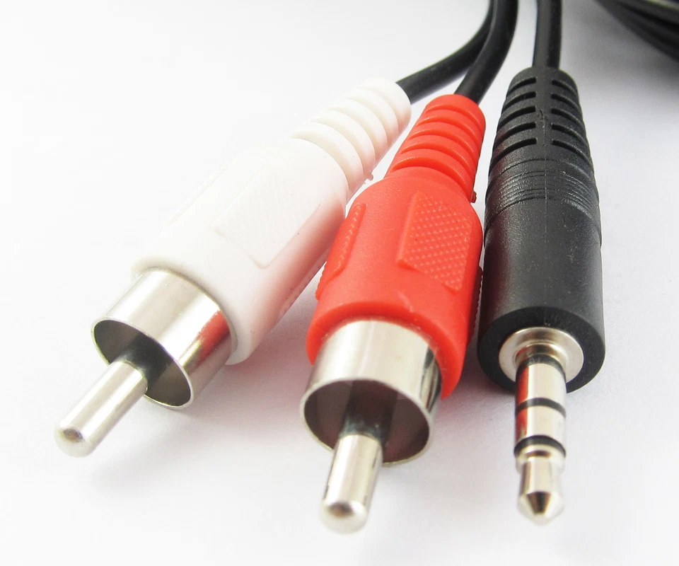 5pcs 16FT/5M Aux 3.5mm Male Stereo Plug to 2 RCA Phono Male Audio Video AV Cable - Image 2 of 3