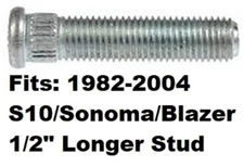 1/2" Longer Than Stock WHEEL STUD BOLT for 1982-2004 Chevrolet S10 S-10 Sonoma @