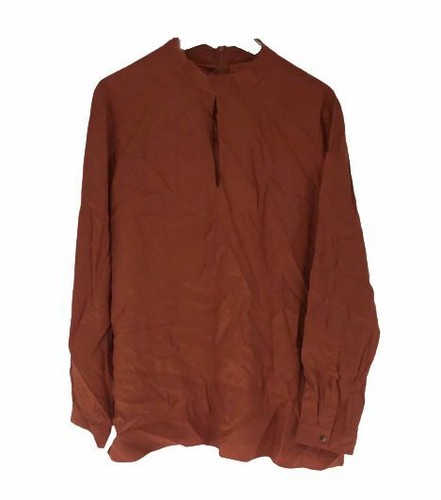 450 $ Lafayette 148 Damenbluse braun Langarm Seide Schlüsselloch Größe Large