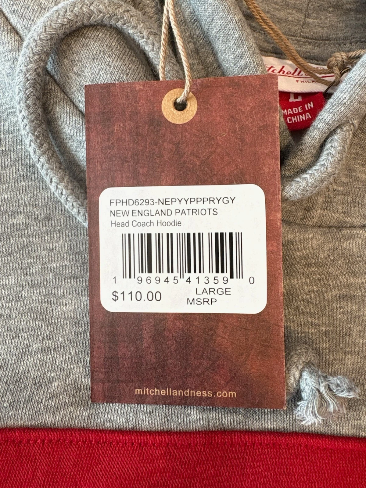 NUOVA NFL New England Patriots Mitchell Ness Head Coach felpa con cappuccio maglia blu L nuova con etichette