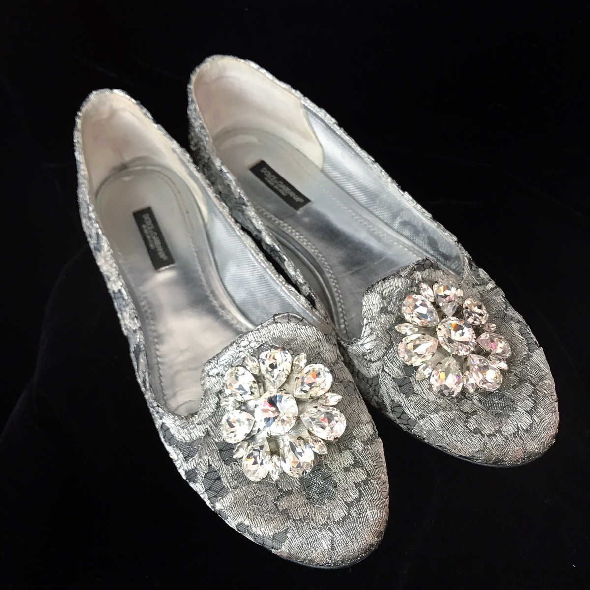 フラットシューズ Dolce & Gabbana 'Vally' Ballet Flats Dolce & Gabbana Vally Embellished Lace Ballerinas. Lace