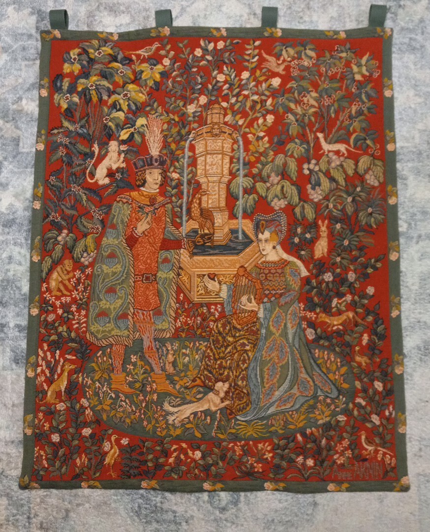 Vintage French Tapestry Wool Jacquard “Le Roman de la Rose” ca