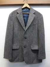 EUC Lands End Harris Gray Tweed 100 Wool Sport Coat 2 Button 1 Vent Size 40R