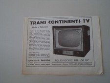 advertising Pubblicità 1954 TRANS CONTINENTS TV TELEVISORE PD. 106 21''