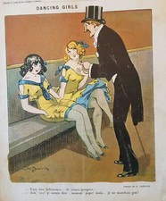 DANSE DANCE DANSEUSE JARACH  HUMOUR 1913 PRINT DANCING GIRLS ELEGANT WOMAN