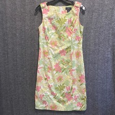 Brooks Brothers Dress Womens 6 Floral Sleeveless Pink Green Coastal Vacation