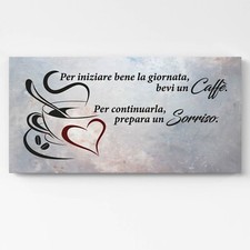 Quadro Moderno con Frase sul Caffè |Q1260| Stampa su Tela,  Arredo Cucina o Bar