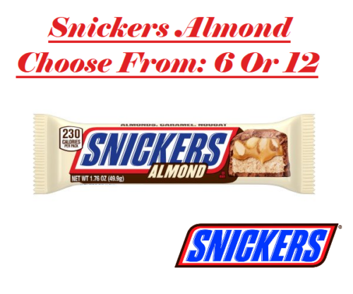 Snickers Almond, Chocolate Candy Singles, 1.76 oz. Bars (Choose From: 6 Or 12) - Afbeelding 1 van 9