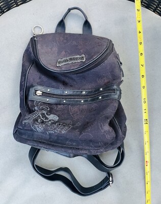 Vintage Harley Davidson Women's Leather/Cotton Black Skull
