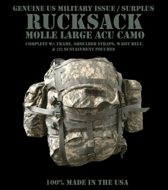 US ARMY MOLLE II ACU LARGE RUCKSACK w/ FRAME BACKPACK RUCK MAIN PACK COMPLETE