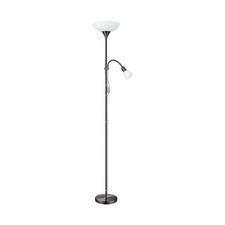 Image of Floor Lamp Light Nickel Shade White Plastic Glass Bulb E27 E14 1x60W 1x25W