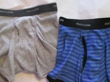 New 2 Boys Fruit of the Loom Boxer Briefs   Size S Blue Stripe  Athletic Gray