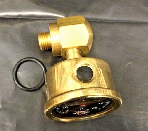 BRASS Oil Pressure Gauge & Rocker Box Shaft End Harley Ironhead Shovelhead black - Afbeelding 4 van 6