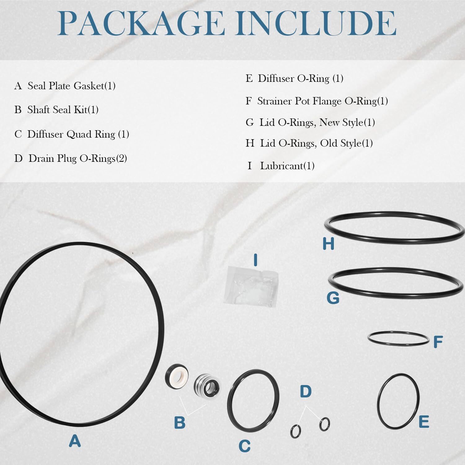 O-Ring Seal Repair Rebuild Kit Fit for Pentair Challenger Waterfall Pump 355329