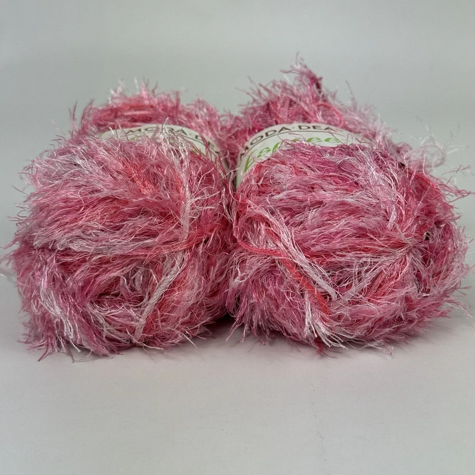 MODA DEA Espree Eyelash Yarn Pinks 2251 Lot 2 Bulky Knit Crochet Scarf Trim DIY - Image 2 of 4