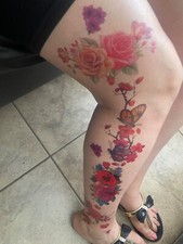 24 Pieces Women Temporary Tattoos Large Flowers Bright Colored Fake Tattoo Set