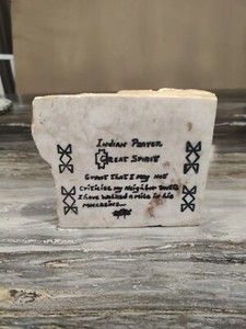 Vintage Native American Carved Alabaster Stone Indian Prayer Cherry Creek SD
