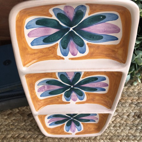 Vintage Handcrafted Pottery 3 Compartment Retro Ceramic Tray - Picture 7 of 8