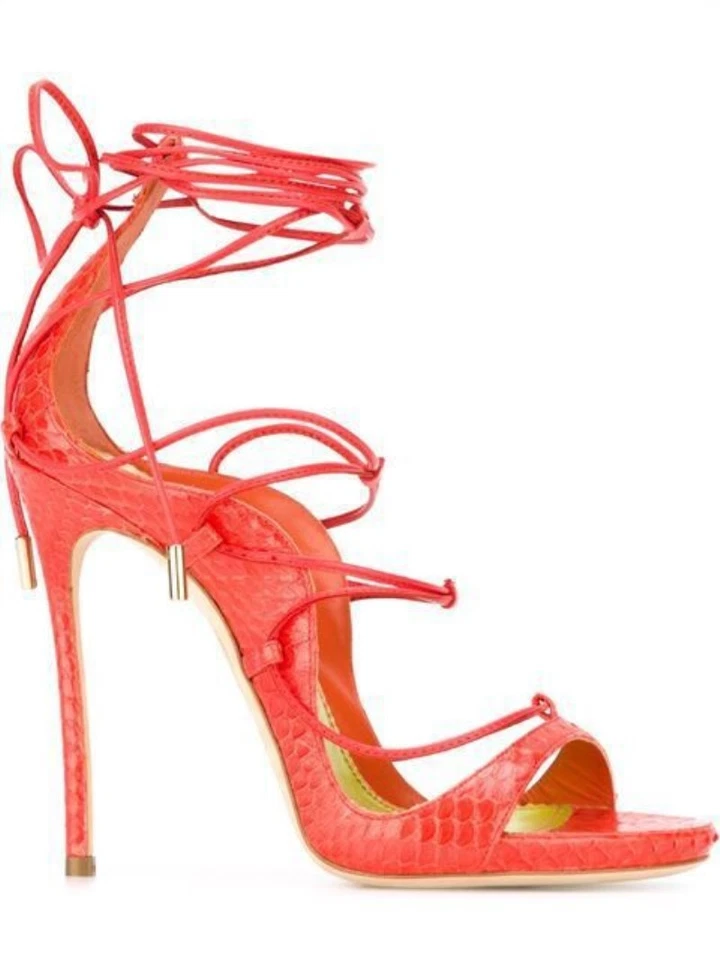 Womens Pointed Toes Fine Heels Super High Heels Sandals Ankle Strap Fish Mouth - Image 3 of 4