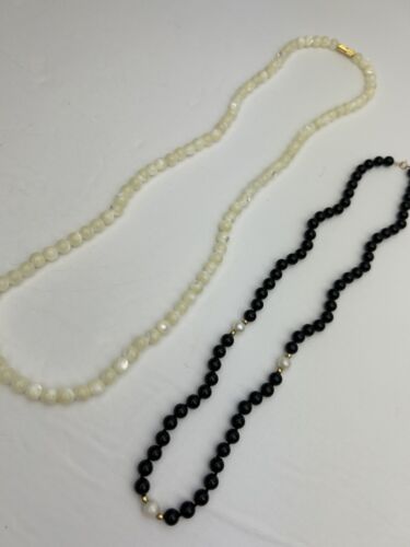 2 Beautiful Necklaces, Black & White Pearl Bead & 