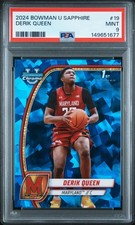 2024-25 Bowman University Chrome Sapphire Derik Queen #19 Terrapins PSA 9