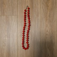 Vintage Red Heavy Beaded Necklace Round Beads...