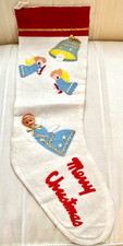VINTAGE LARGE CHRISTMAS STOCKING WITH ANGELS 24" L